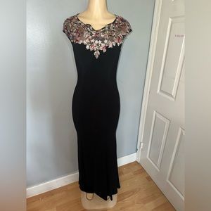 Xscape black embroidered dress